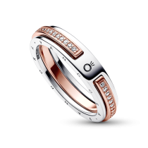 182773C01-60 - Dwutonowy pierścionek pavé z logo Pandora Signature 182773C01-60