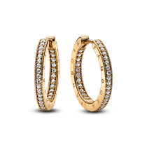 262738C01 - Kolczyki obręcze pavé z logo Pandora Signature 262738C01