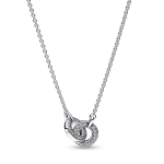 392736C01-45 - Naszyjnik ze splecionymi zawieszkami pavé z logo Pandora Signature 392736C01-45