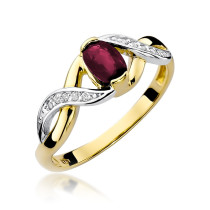 W-28 RUBIN 0,60 CT - Pierścionek z rubinem i brylantami W-28 rub. 0,60ct b. 0,05ct