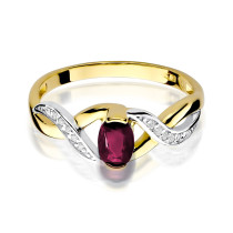W-28 RUBIN 0,60 CT - Pierścionek z rubinem i brylantami W-28 rub. 0,60ct b. 0,05ct