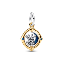 762955C01 - Srebrno-złoty charms-zawieszka Disney Myszka Miki i Myszka Minnie z obrotowym księżycem 762955C01
