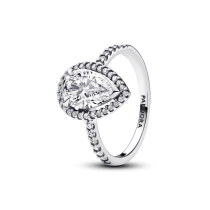 193012C01-48 - Pierścionek ze lśniącym kamieniem w kształcie łezki w obwódce 193012C01-48