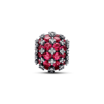 792630C03 - Okrągły charms wysadzany różowymi kamieniami 792630C03