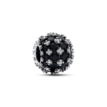 792630C04 - Okrągły charms wysadzany czarnymi kamieniami 792630C04