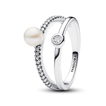 193147C01-50 - Podwójny pierścionek pavé z poddaną obróbce słodkowodną perłą hodowaną 193147C01-50