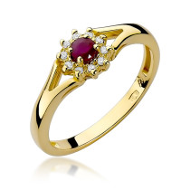 W-185  RUBIN 0,15CT BRYLANT 0,09 - Pierścionek z Rubinem i brylantami  W-185  0,09ct Rubin 0,15CT