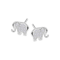 SW-T-C16-B00-KW49617 - Kolczyki srebrne z cyrkoniami - słonie - Bambini