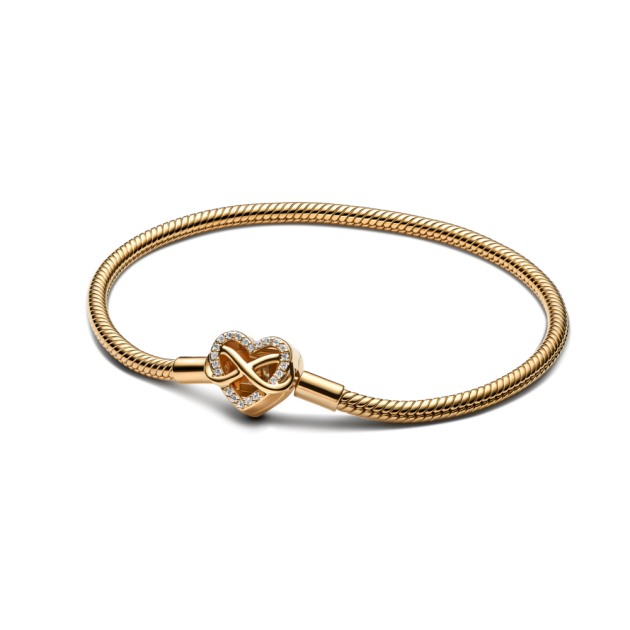 563758C01-16 - Bransoletka o splocie wężykowym z zapięciem w kształcie serca z symbolem nieskończoności 563758C01-16