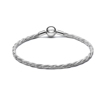 593757C00-16 - Bransoletka o skręconym splocie wężykowym z okrągłym zapięciem 593757C00-16