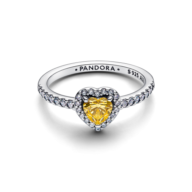 198421C06-54 - Pierścionek z granatową cyrkonią w kształcie serca 198421C06-54