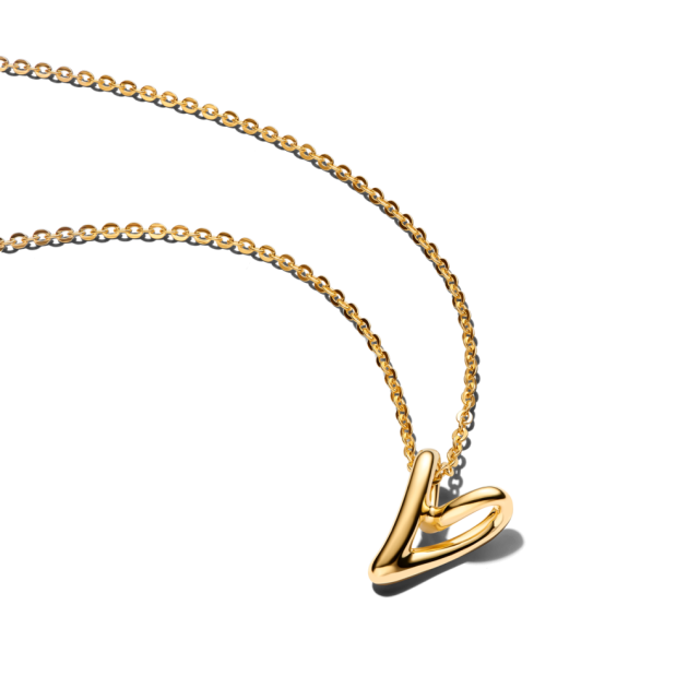 364360C00 - Krótki naszyjnik z zawieszką w kształcie serca o organicznym kształcie-364360C00-45