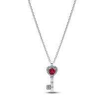 394392C01 - Krótki naszyjnik z zawieszką w kształcie klucza z sercem-394392C01-45