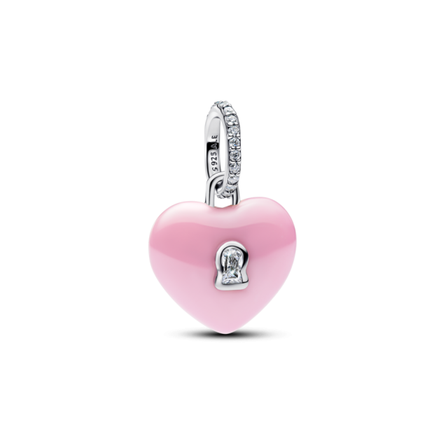 794424C01 - Charms-zawieszka Różowe ceramiczne serce i kłódka-794424C01