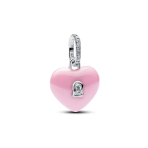 794424C01 - Charms-zawieszka Różowe ceramiczne serce i kłódka-794424C01