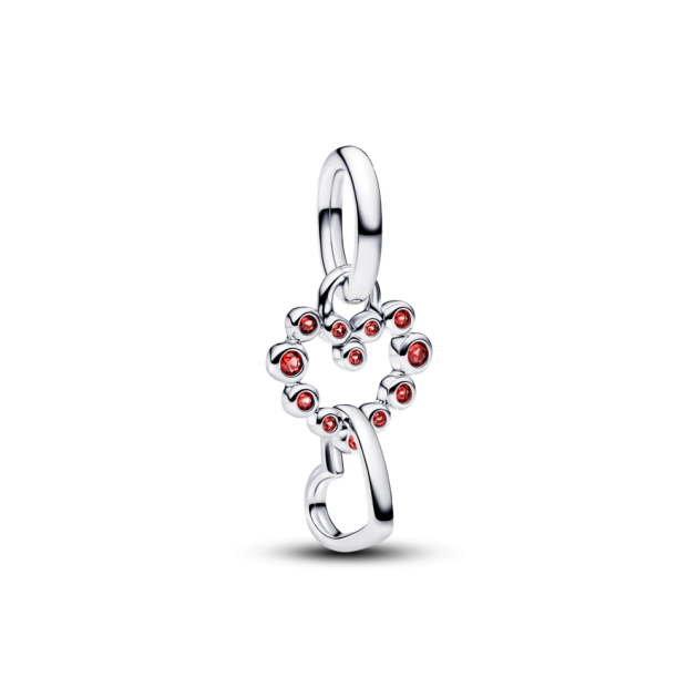 794435C01 - Charms-zawieszka Połączone serca z czerwonymi kamieniami-794435C01