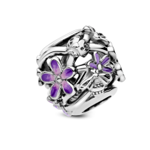 798772C02 - Ażurowy charms Fioletowa stokrotka 798772C02